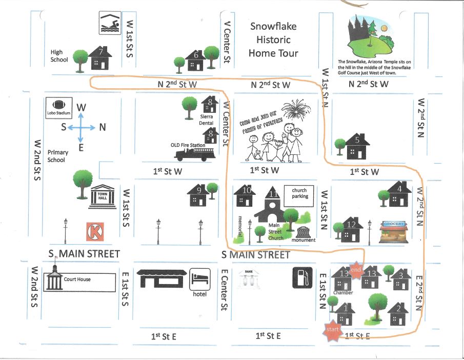 Snowflake heritage tour route map