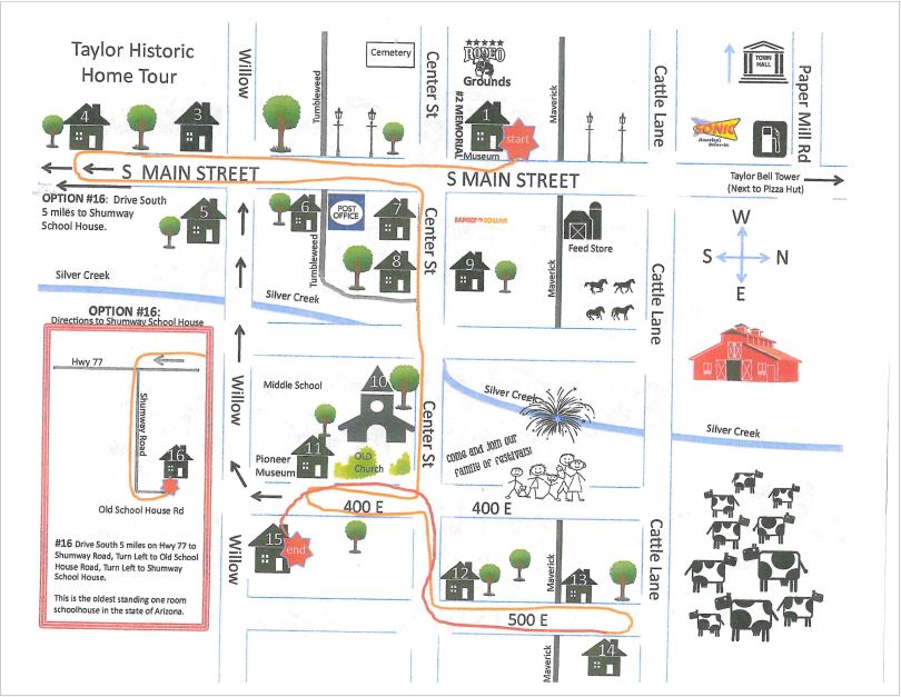 Taylor heritage tour route map